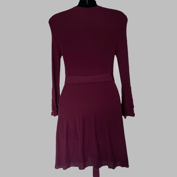 Women’s Knit Wrap Sweater/Belted Jacket/Long Cardigan in Burgundy (Size Small) - Picture 3 of 13